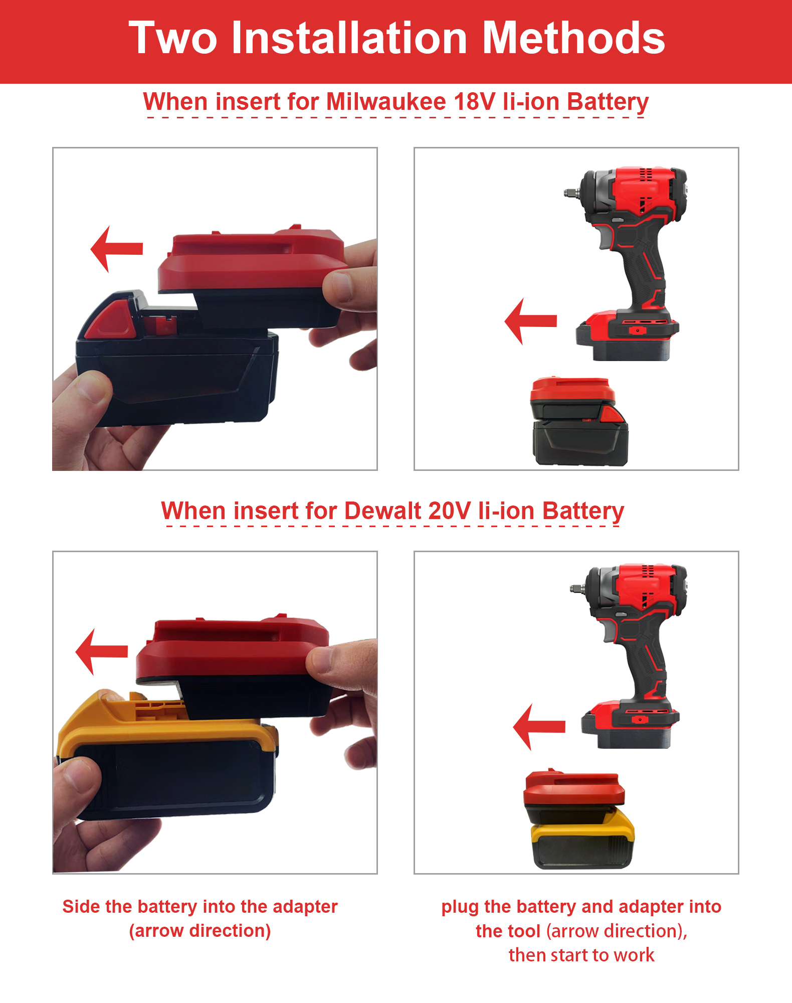 Adattatore batteria per batteria DeWalt e Milwaukee Lion Converti in utensili cordless Craftsman 20V