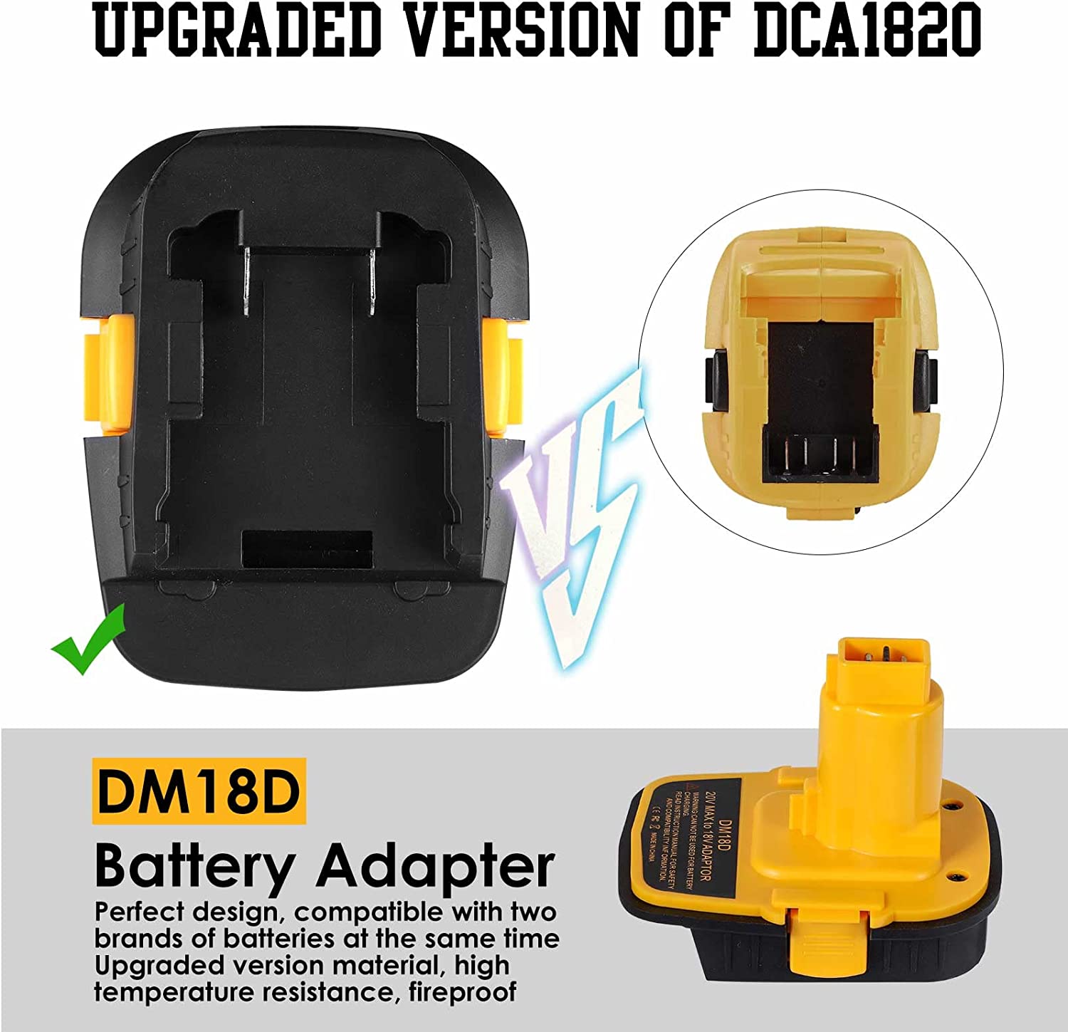 Adapter ea Battery DM18D e nang le boema-kepe ba USB