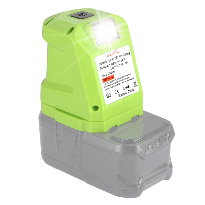 Urun Portable LED Light Battery Adapter para sa Ryobi 14.4-18V Lithium Battery
