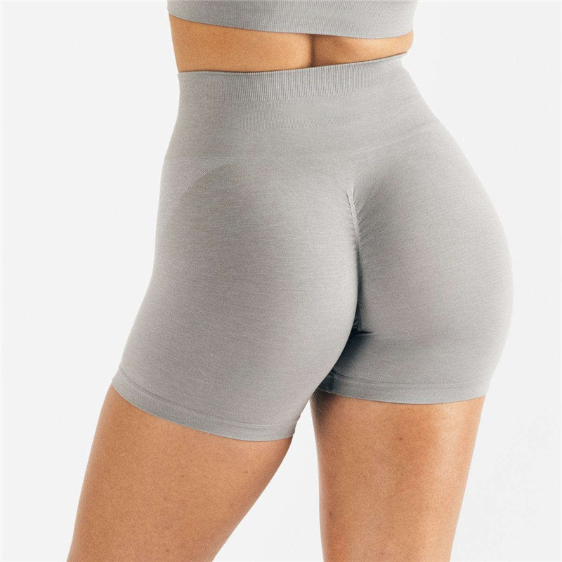 ສັ້ນ Yoga Biker Shorts ຄຸນນະພາບສູງປານກາງສີຂີ້ເຖົ່າ Seamless Amplify Running Scrunch Shorts