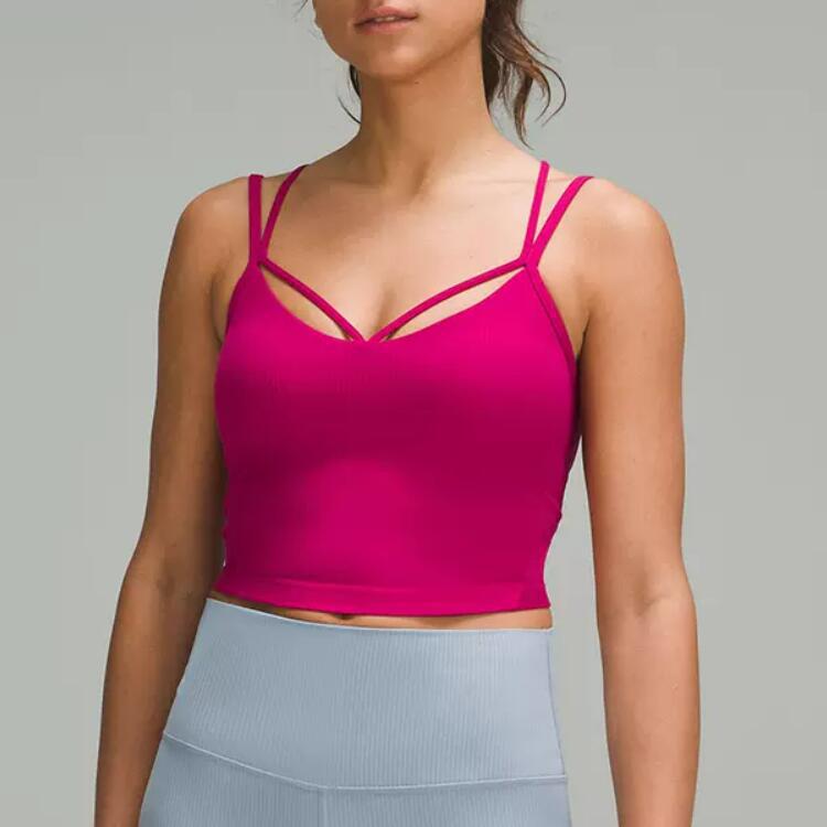 Yoga Bra Strap Vest Crop Top Solid Fashion Color Backless Sports Bra