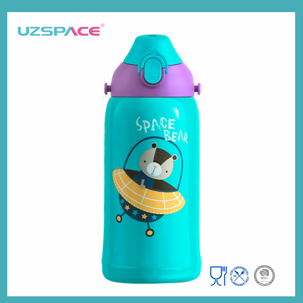 UZSPACE 580ml Thermos Kids Children Stainless Steel Insulated Water Bottle With Straw Featured Image