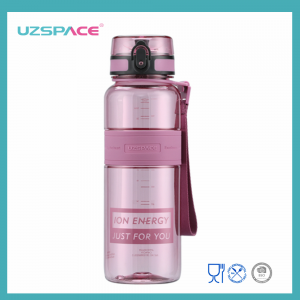 1000ml-UZSPACE 1L Gran capacidad Tritan BPA Botellas deportivas sin agua de plástico con correa de transporte