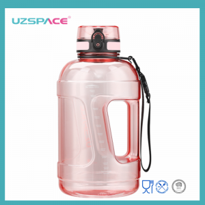 2.3L UZSPACE Tritan Bahan Setengah Galon Botol Air Plastik Motivasi Botol Air Kanthi Sedotan