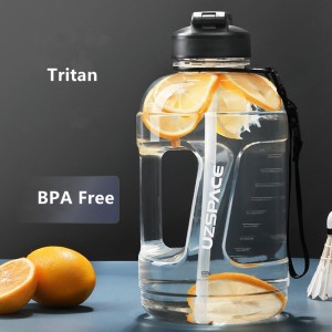 Velká motivační půlgalonová láhev na vodu 2,3L UZSPACE Tritan BPA Free se slámou