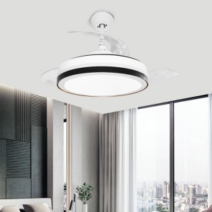 නවීන වටකුරු LED සිවිලිං විදුලි පංකා දුරස්ථ පාලකයක් සහිත ආලෝකය අඟල් 42 vintage chandelier led light fan for home ABS සිවිලිම් විදුලි පංකාව