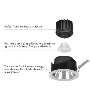 Anti Glare Indoor Recessed Ceiling Light LED COB Spotlight អាចលៃតម្រូវបាន ពិដានទំនើប Recessed LED Downlight