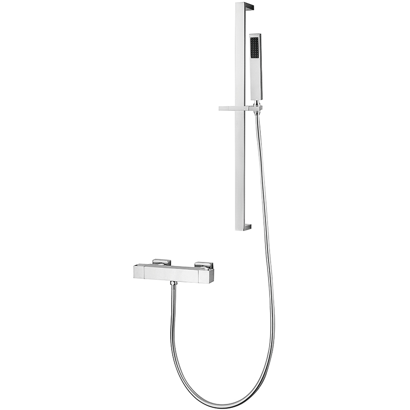Mezclador termostático de ducha para baño, barra deslizante, montaxe en parede, grifo de ducha de auga fría quente, válvula de control de temperatura Imaxe destacada