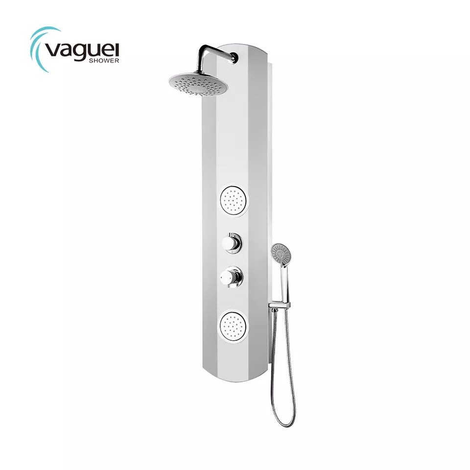 Cabezal de ducha redondo branco Vaguel Pvc Panel de ducha de control termostático Imaxe destacada