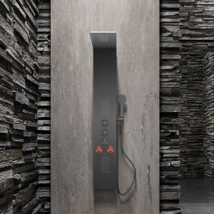 Columna de panel de ducha de baño Vaguel de aluminio negro de aceiro inoxidable