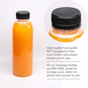 16 Oz тегерек ачык пластик муздак басылган шире бөтөлкө – коопсуздук капкагы менен, BPA-эркин