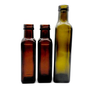 Botella cadrada de aceite de oliva de 100 ml