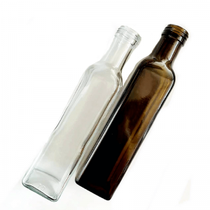 Bottiglia quadrata in vetro per olio d'oliva da 250 ml