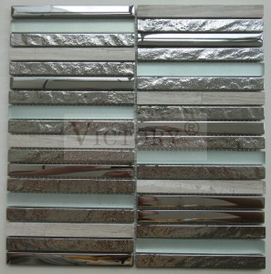 Evropský design pokovené sklo a stříbrné mozaikové dlaždice Velkoobchodní galvanický design Dekorativní Backsplsah Drátěné skleněné mozaikové dlaždice