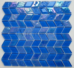 Azulejos de baño de mosaico azul Azulejo de mosaico blanco y negro Azulejo de mosaico de vidrio de baño Arte Mosaico de cristal de diamante de lujo para decoración de paredes Decoración de cocina de alta calidad Mosaico de vidrio de espiga de cristal 4 mm de espesor Pared interior Decorativo Mosaico de vidrio de lujo para sala de estar