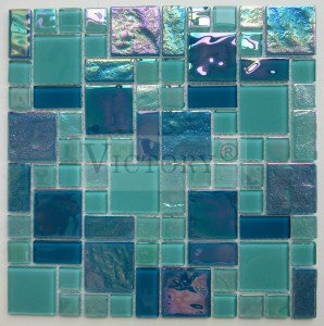 Azulexo de mosaico azul Mosaico de cores Azulexos de mosaico de ducha Azulexos de mosaico azul Mosaico de baño Mosaico de vidro/de cores/Piscina/Pared de TV/Fábrica de mosaicos de vidro Azulexos de piscina e paredes decorativas Azulexos de mosaico de vidro Azulexo de mosaico de vidro iridiscente para azulexo decorativo contra salpicaduras