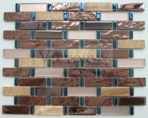 Silver Shinning Factory Made Stap Glass Mosaic Tiles Long strip Crystal Glass Mozaic Tiles Shining Rose Golden со камен мозаик за уметнички дизајн