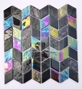 Шининг шарена квадратна форма Стаклен мозаик за базен Црно-бел мозаик Плочка Сина боја Различна употреба Мешавина од стакло за базен за пливање