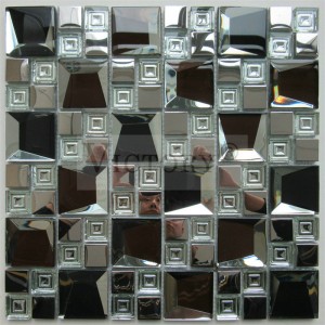 Victory Mirror Azulejos de mosaico Espejo de mosaico de vidrio Azulejo de mosaico blanco y negro Baño