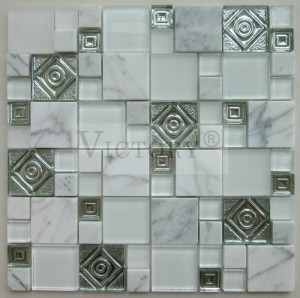 Mattonelle di mosaico di pietra di cristallo della miscela elettrolitico della Cina all'ingrosso per i progetti dell'hotel della doccia del bagno della doccia della cucina del backsplash della parete