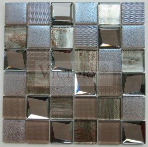 Electroplating Glass Mosaic Square Mosaic Lithaele tsa Mosaic Ka Metal Look Tile ea Mosaic e Ntšo