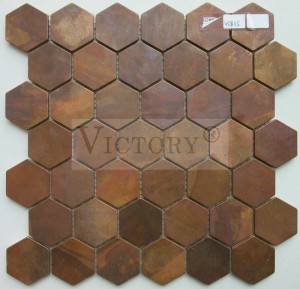Azulejo de mosaico de cobre padrão de metal de cobre para parede estilo bronze antigo de mosaico de cobre azulejos de parede de mosaico de arte de metal para backsplash