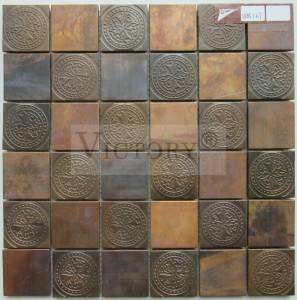 Réz fém mintás Backsplash mozaik csempe a falhoz bronz stílusú Antik réz mozaik csempe Metal Art mozaik fali csempe a Backsplashhez