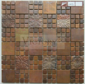 Copper Hlau Qauv Backsplash Mosaic Pobzeb rau Phab Ntsa Bronze Style Antique Copper Mosaic Pobzeb Hlau Art Mosaic Phab Ntsa Vuas rau Backsplash
