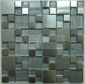 Ubin Mosaik Logam Stainless Steel Mosaik Dinding Seni Mosaik Logam