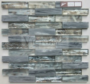 Euroopa turu klaasist ja kivist segatud plaatide mosaiik Euroopa disainiga kaetud klaasist ja musta värvi kivist marmorist ehitusmosaiikplaat