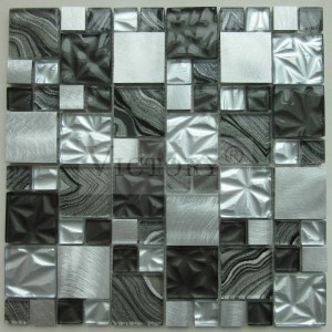 Ifuru Mosaic igwe anaghị agba nchara Glass Mosaic Tile Art Metallic Mosaic Bathroom Tiles