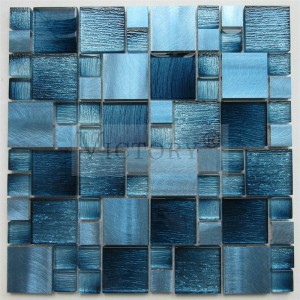 Azulejos de mosaico de vidrio laminado Victoria de China Azulejos de baño de mosaico metálico Azulejo de mosaico de 12 x 12