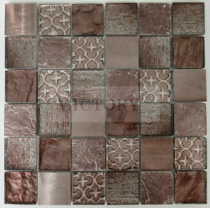 သတ္တု Mosaic ကြွေပြား ဖန်သားကျောက် Mosaic Tile အနီရောင် Mosaic ကြွေပြား အစိမ်းရောင် Mosaic Tile ရောင်စုံ Mosaic ကြွေပြား
