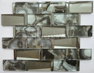 Зидне декоративне искошене кристално стакло од цигле Метро мозаик плочица за кухињу Бацкспласх 3Д искошени стаклени мозаик Зидне плочице од подземне железнице од кристалног стакла