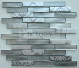 Мозаик со инкџет стаклен шаблон за ѕидови во кујната Нов дизајн со инкџет печатење стаклен мозаик за ѕидни плочки