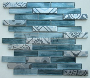Cuisine mur dosseret motif carrelage jet d'encre verre mosaïque nouveau Design couleur mélange jet d'encre impression verre mosaïque pour carreaux muraux