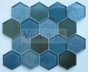 Azulejo de mosaico hexagonal Azulejo de mosaico de vidrio Placa para salpicaduras Decoración de pared de mosaico