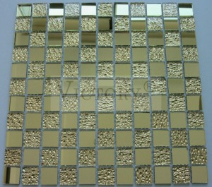Mirror Mosaic Tiles Mosaic Mirror Wall Décor Square Mosaic Tiles Rectangle Mosaic Tiles Custom Made Hand Cutting Wall Decoration Image Mosaic Tile Golden Color Glass Mosaic for Hotels/Casino Projec...