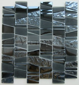 Неправилни ленти од камен кристално стакло мозаик плочки за декорација на ѕид Школка Мозаик од мешана боја Неправилна за декорација Бања и ресторан Убава мајка на бисер