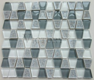 Неправилни ленти од камен кристално стакло мозаик плочки за декорација на ѕид Школка Мозаик од мешана боја Неправилна за декорација Бања и ресторан Убава мајка на бисер