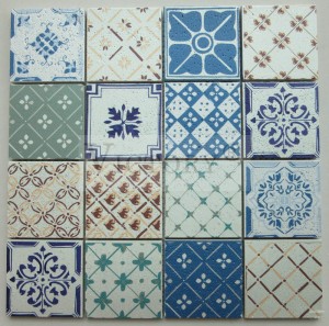 Ang Sumbanan Nangitag Matahom nga Kolor nga Inkjet Digital Printing Square Stone Mosaic Tile Hot Sale Square Inkjet Printing Mix Color Marble Stone Mosaic