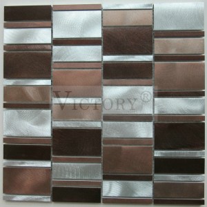 Mətbəx üçün Fırçalanmış Yüksək Keyfiyyətli Metal Alüminium Alaşımlı Mozaika Düzensiz Yaxşı Keyfiyyətli Alüminium Metal Mozaika