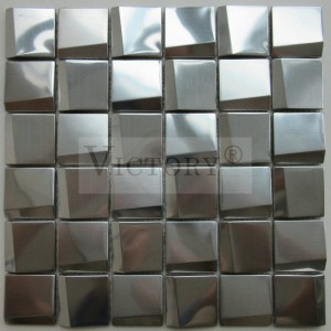 Decorazione per la casa Wall Art Adesivi per piastrelle Pannello a parete Mosaico in acciaio inossidabile 3D Mosaico decorativo in acciaio inossidabile color argento per backsplash