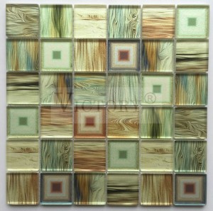 Laminiran brizgalni leseni mozaik Modri ​​mozaik Zelena steklena mozaična ploščica Starogrški mozaik Pisana mozaična ploščica