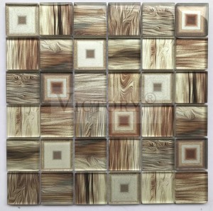 Laminated Inkjet Wood Mosaic ສີຟ້າ Mosaic ແກ້ວແກ້ວ Mosaic Tile Mosaic ກເຣັກວັດຖຸບູຮານສີກະເບື້ອງ Mosaic