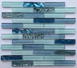 Mozaik kristal qelqi me shirit klasik në shitje të nxehtë Mozaik qelqi për pllaka kuzhine 3D me bojë klasike maroken me dizajn shumëngjyrësh Material qelqi me pllakë me mozaik