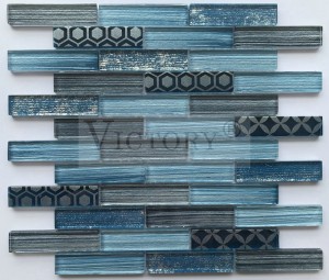 Strip Shine Crystal Glass Mosaic Style Classical Sale Mozaîka Glass for Kitchen Backsplash Tile