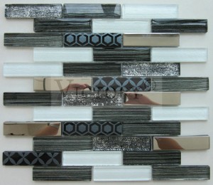 Strip Shine Crystal Glass Mosaic Estilo Clássico Hot Sale Mosaico de Vidro para Cozinha Backsplash Telhas 3D Inkjet Design Clássico Marroquino Material de Vidro Colorido Mosaico Backsplash Tile