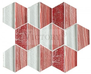 Hand-painted Trapezoidal Mosaics with Silk Thread Black Glass Mosaic Tile Red Mosaic Tiles Glass Mosaic Art