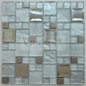Mosaico de metal Mosaico de acero inoxidable Mosaico de aluminio Mosaico de mezcla aleatoria metálica Azulejos de mosaico de plata metálica